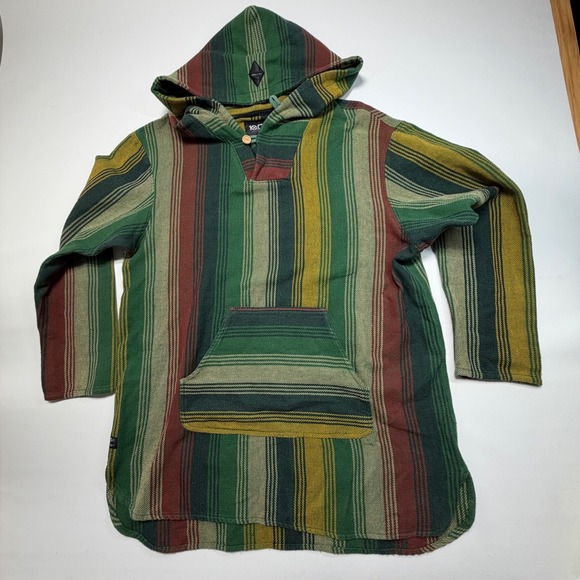 10.Deep Other - 10 Deep Baja Hoodie Large Striped Pullover Streetwear Green